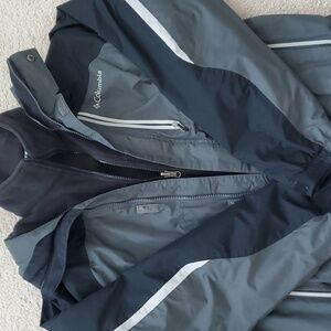 Columbia Interchange rain jacket/fleece jacket, men's medium, gray & black
